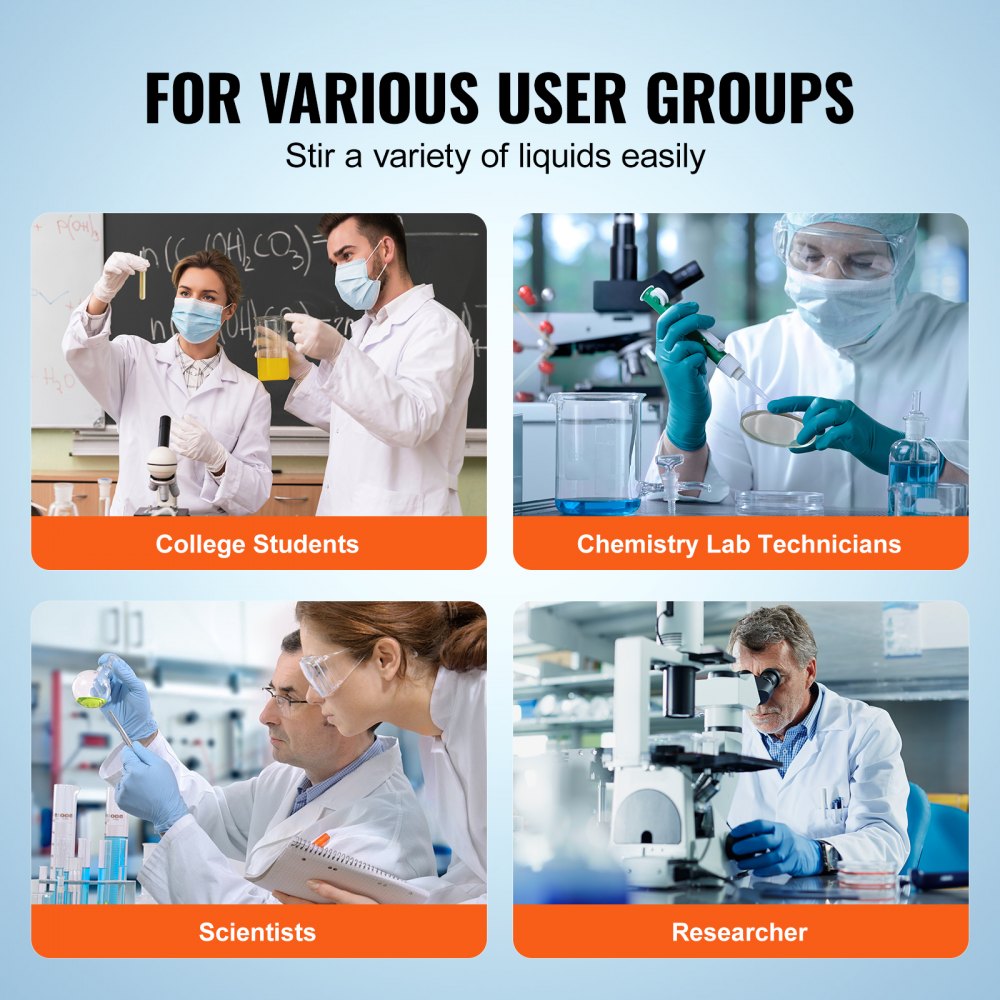 VEVOR Magnetic Stirrer, 0-1500 RPM Stir Plate with Adjustable Speed Knob, 23L Plate Stirrer Kit, Stir Bar Included 