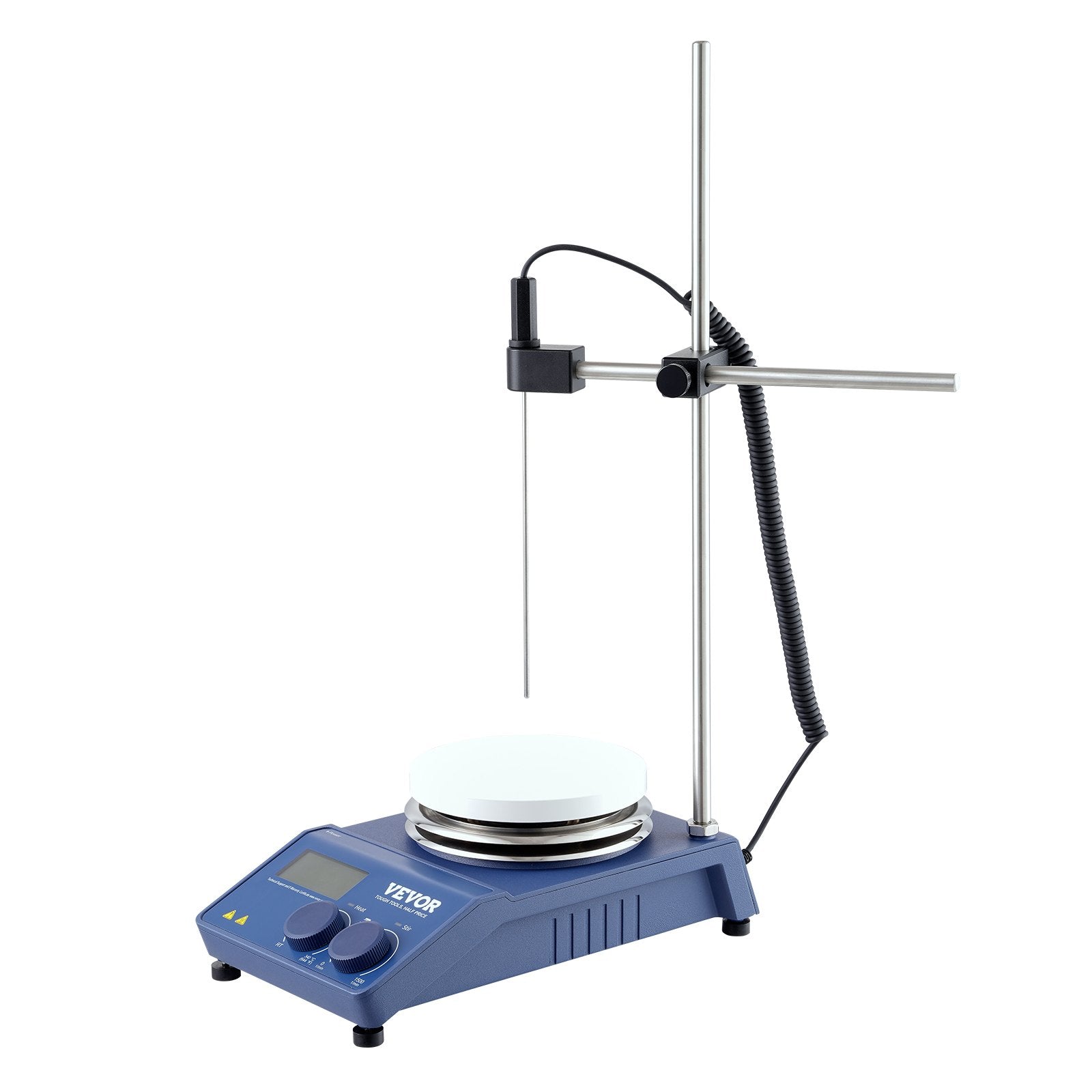 VEVOR Magnetic Stirrer Hot Plate, Max 644°F/340°C, 0-1500 RPM Hot Plate with Magnetic Stirrer, 20L Hot Plate Stirrer with LED Screen, Support Stand and Stir Bars Included, 650W Heating Power 
