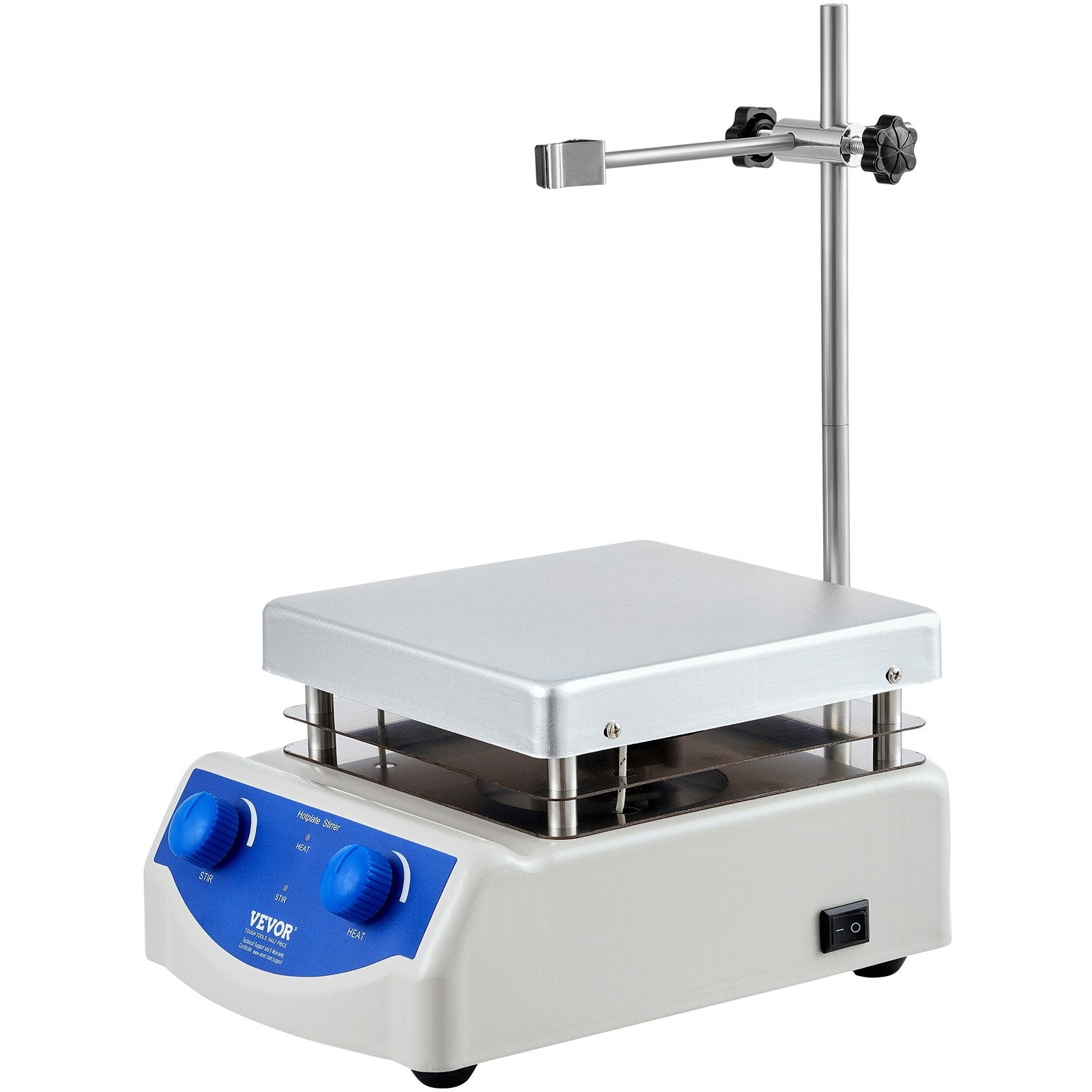 VEVOR Magnetic Stirrer Hot Plate, Max 716°F/380°C, 0-2000 RPM Hot Plate with Magnetic Stirrer, 3000mL Hot Plate Stirrer, Support Stand and Stir Bars Included, 500W Heating Power 