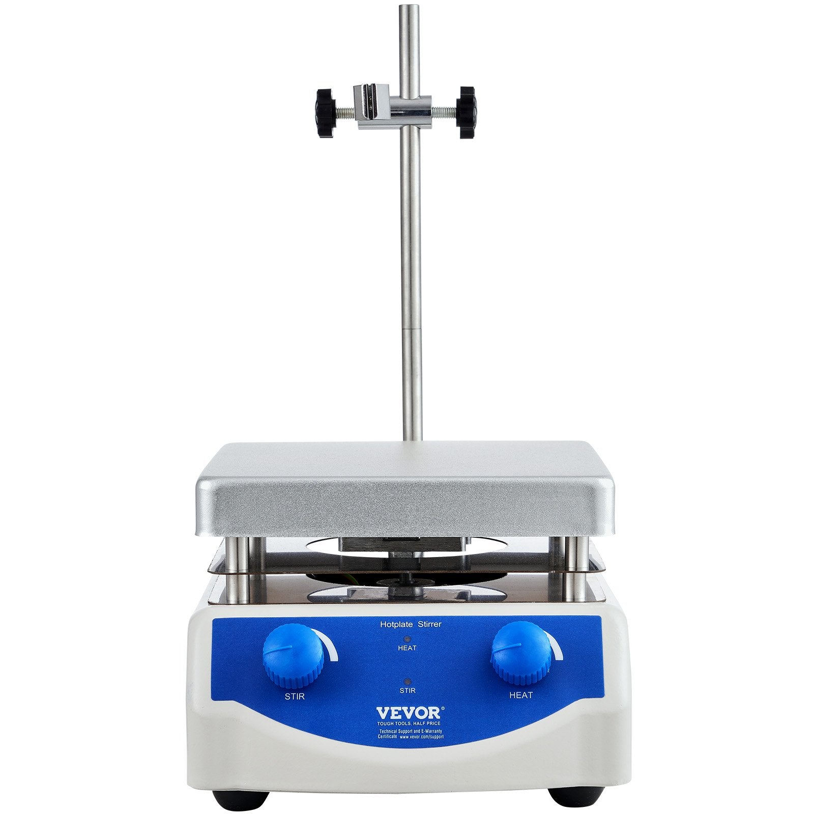 VEVOR Magnetic Stirrer Hot Plate, Max 716°F/380°C, 0-2000 RPM Hot Plate with Magnetic Stirrer, 3000mL Hot Plate Stirrer, Support Stand and Stir Bars Included, 500W Heating Power 
