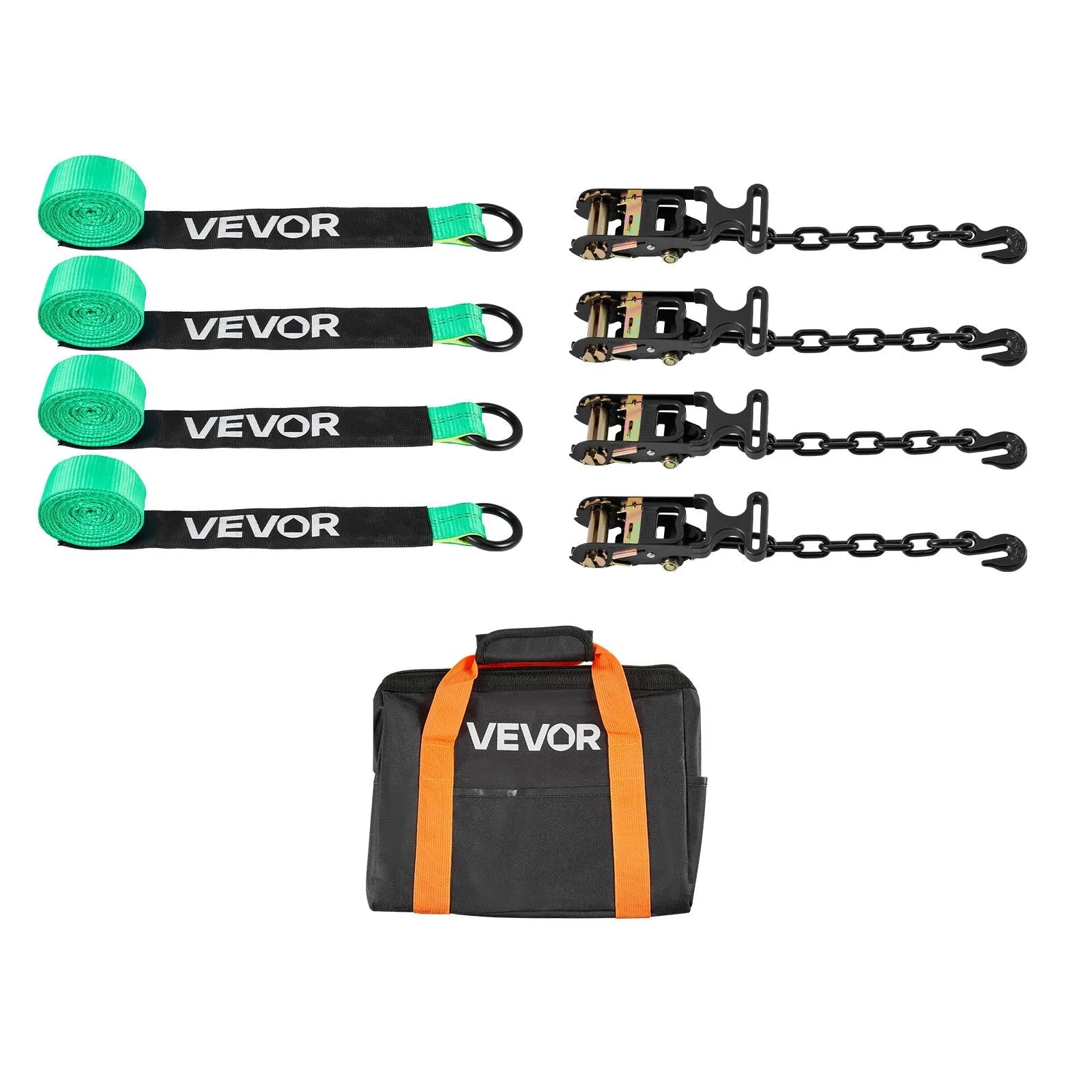 VEVOR Wheel Chock Tie-Down Kit, Tire-Style Tow Dolly Strap, Car Tie Down Kit with Heavy-Duty Hook, Break Strength 10009 lbs & Working Load 3333 lbs Motorcycle Tie-Down System with O-Ring for ATV, SUV 