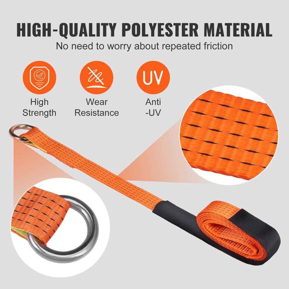 VEVOR Ratchet Tie Down Straps Kit, 2" x 120" Tire Straps, 5512 LBS Working Load, 11023 LBS Breaking Strength, Car Tie Down Straps with Snap Hooks for Passenger Car, Truck, Trailer, 4-Pack 