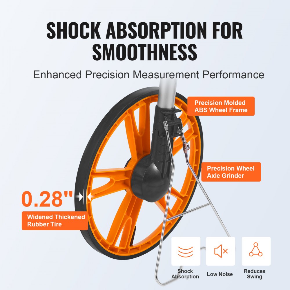 VEVOR Measuring Wheel in Feet and Inches,12.5 in Wheel Diameter, 40.94-27.95 in Telescoping Measure Wheel, Measurement 0-9,999Ft with Back Bag, Suitable for Lawn/Hard/Soft/Wood Road Measuring 