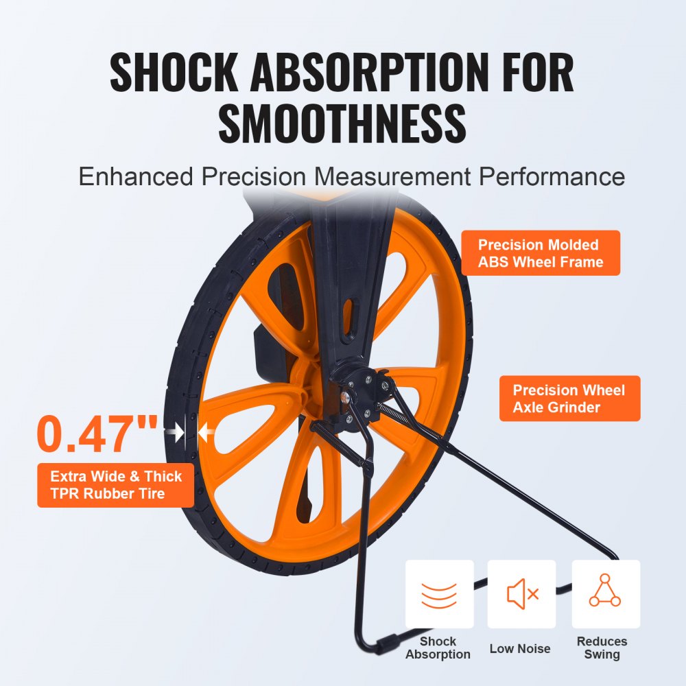 VEVOR Measuring Wheel in Inches, 12.5in Diameter Wheel, Centerline Design w/ Handbrake, 39.76-20.47 in Telescoping Measure Wheel,Measurement 0-9,999m with Bag, for Lawn/Hard/Soft/Wood Road Measuring 
