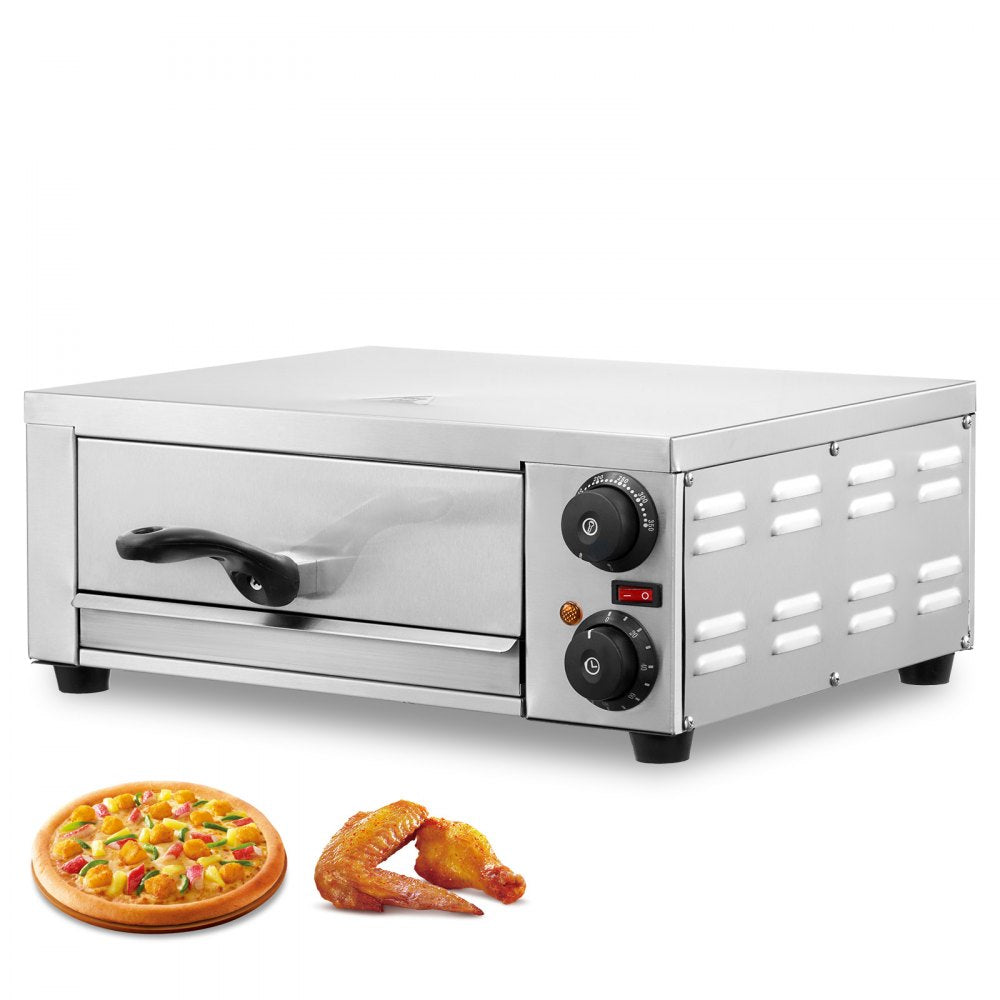 VEVOR Electric Countertop Pizza Oven 12" 1500W Adjustable Temp 0-120Min Timer 