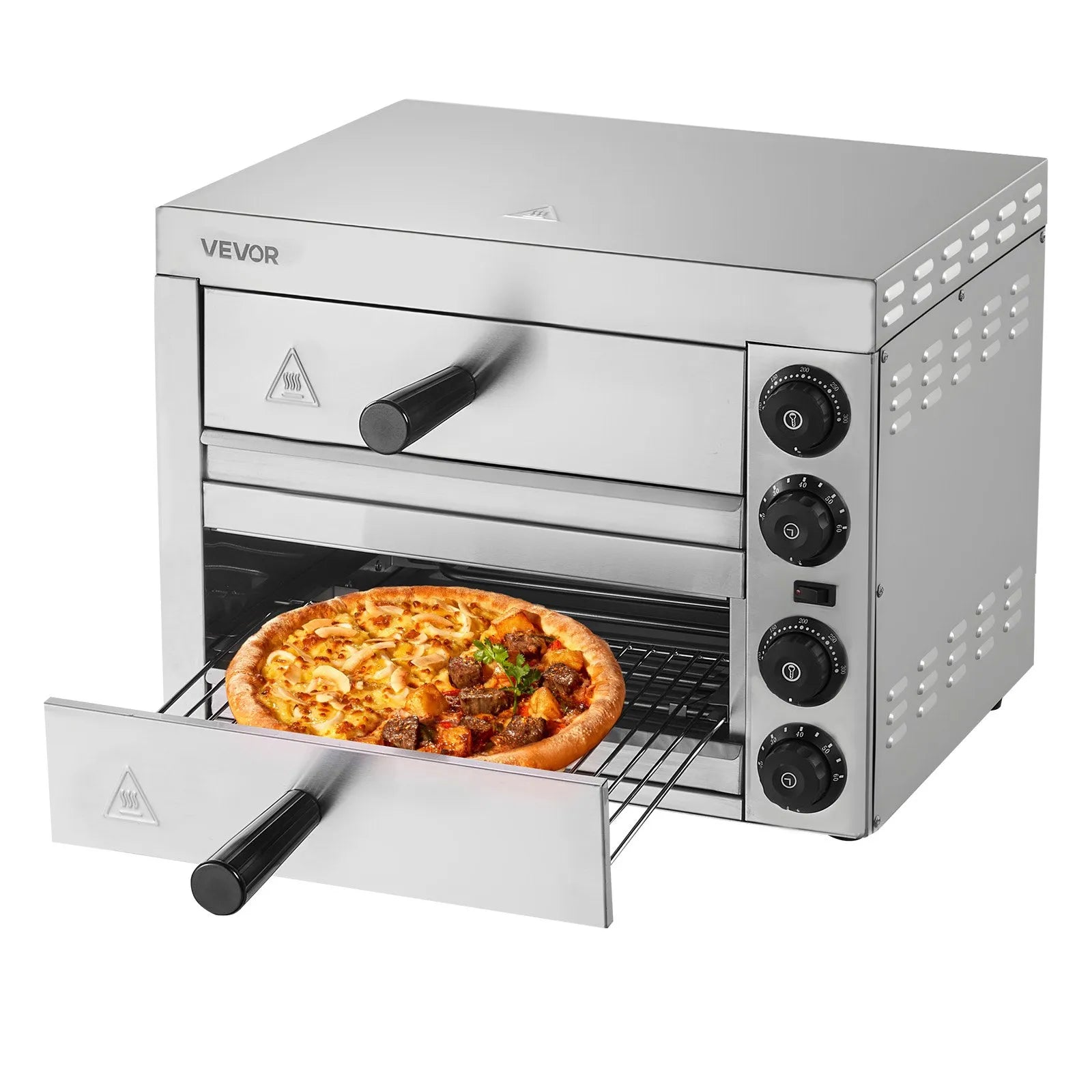 VEVOR Electric Countertop Pizza Oven 12" Adjustable Temperature 0-120Min Timer