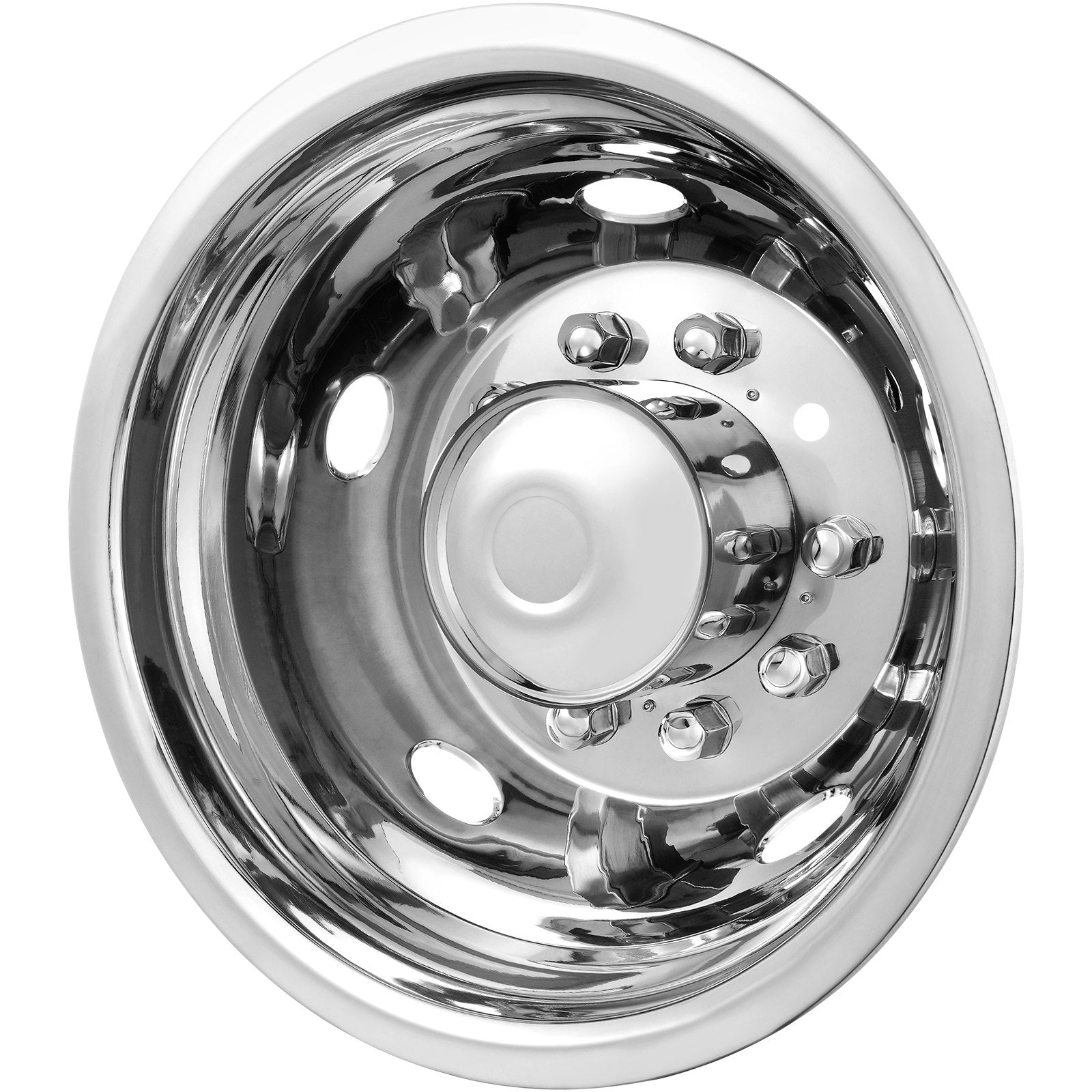 VEVOR 19.5-inch 10 Lug Wheel Simulators, 304 Stainless Steel Wheel Simulator Kit with Mirror Polished Finish, 2 Front and 2 Rear Wheel Covers Fit for Ford F450/F550 (2005-2020), 4 pcs 