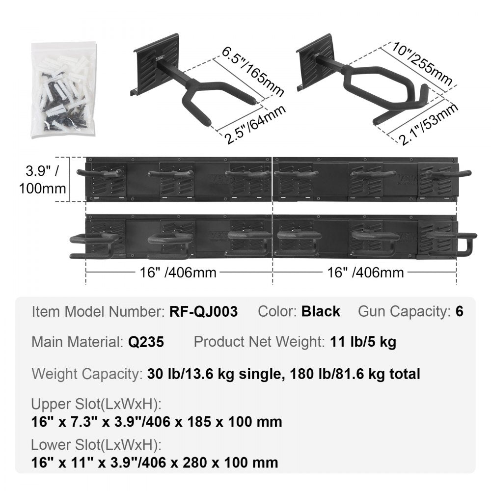 VEVOR Gun Rack, Indoor Gun Rack Wall Mount, 6-Slot Vertical Rifle Shotgun Gun Rack, 180 lb Heavy Duty Metal Wall Gun Rack Display Stand with Soft Padding 