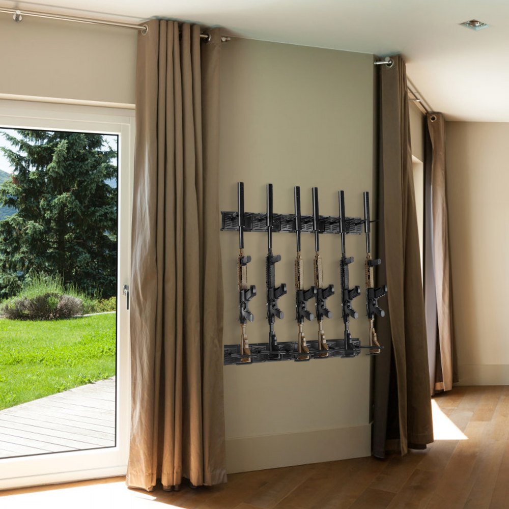 VEVOR Gun Rack, Indoor Gun Rack Wall Mount, 6-Slot Vertical Rifle Shotgun Gun Rack, 180 lb Heavy Duty Metal Wall Gun Rack Display Stand with Soft Padding 