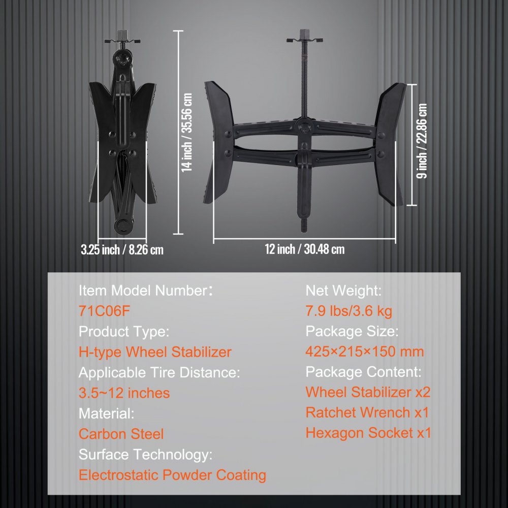 VEVOR Camper Wheel Chock Stabilizer, Heavy Duty H-shaped RV Tire Locking Chock, Built-in Wrench Fit for 3.5" to 12" Tire Space, 2 Sets of Camper Wheel Chocks with Ratchet Wrench for RV Travel Trailer 