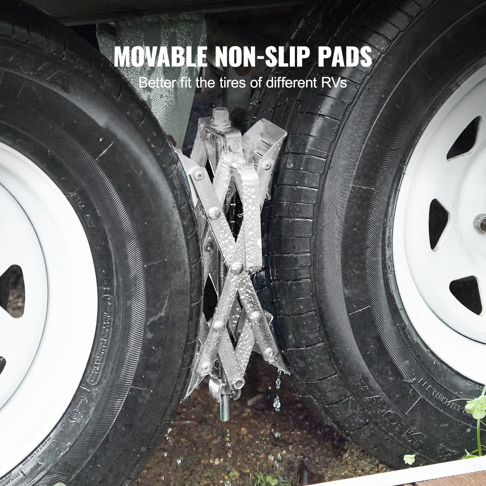 VEVOR Camper Wheel Chock Stabilizer, X-shaped RV Stabilizer Wheel Chock, Fit for 1.5" to 10" Tire Space, 2 Sets of Wheel Chocks with Ratchet Wrench and Storage Bag for Campers Travel Trailers Trucks 