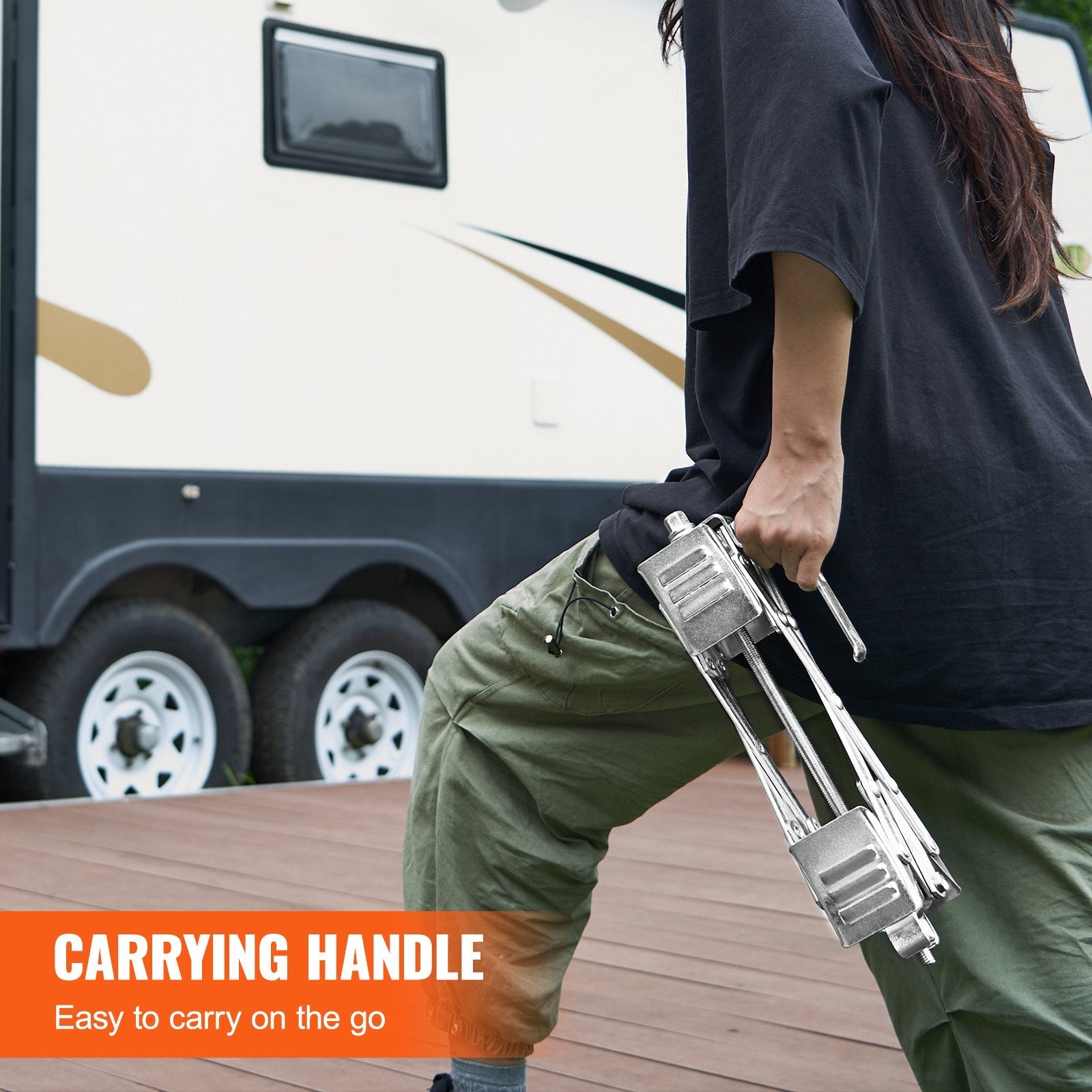 VEVOR Camper Wheel Chock Stabilizer, X-shaped RV Stabilizer Wheel Chock, Fit for 1.5" to 10" Tire Space, 2 Sets of Wheel Chocks with Ratchet Wrench and Storage Bag for Campers Travel Trailers Trucks 