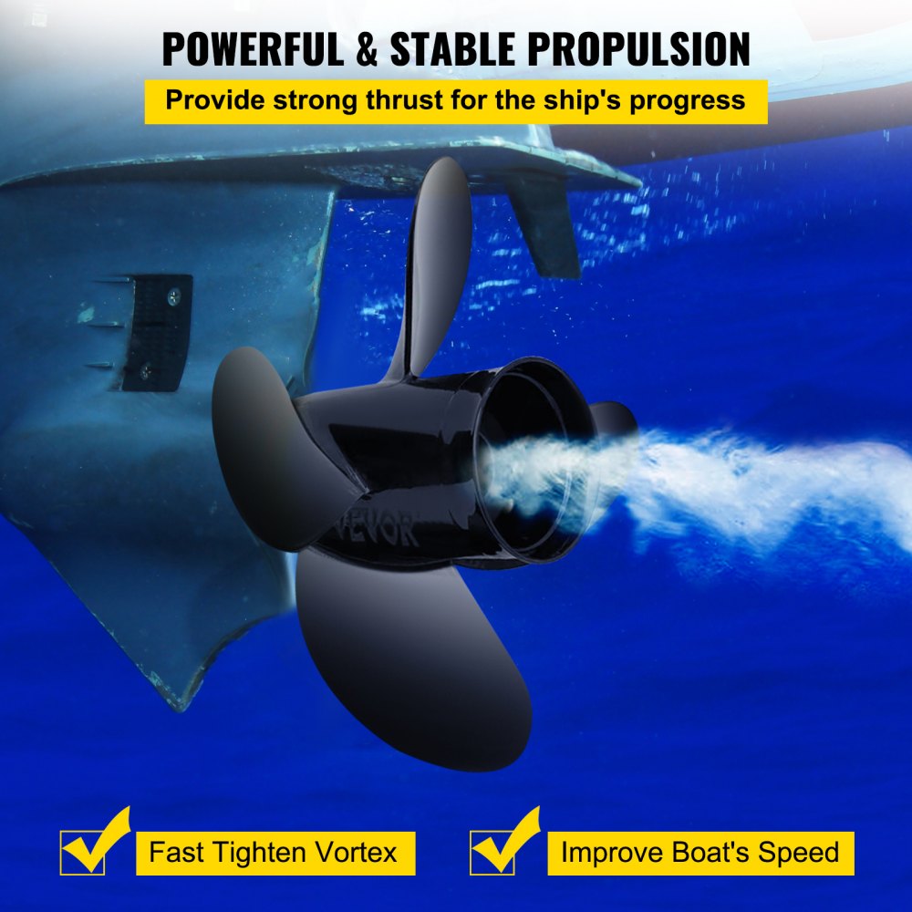 VEVOR Outboard Propeller, Replace for OEM 48-8M0084494, 4-Blade 14 1/2 x 17 Boat Propeller, Compatible w/ 135-300HP 2-Stroke & 4-Stroke Outboards, Alpha&Bravo I Stern-Drives, RH 