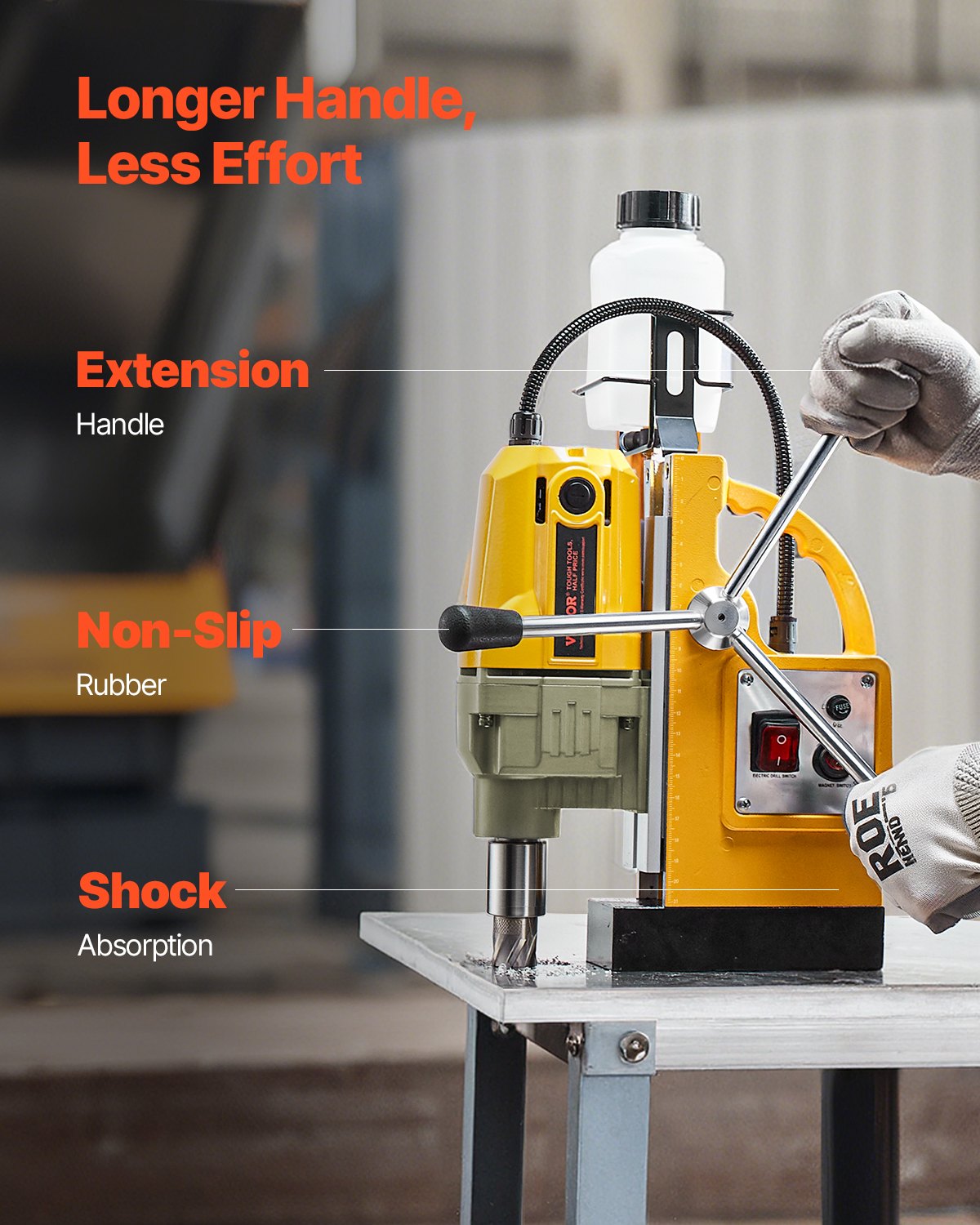 Magnetic Drill 1400W 2810 lbf Mag Drill Press 1.6 in Boring Diameter 800 RPM 