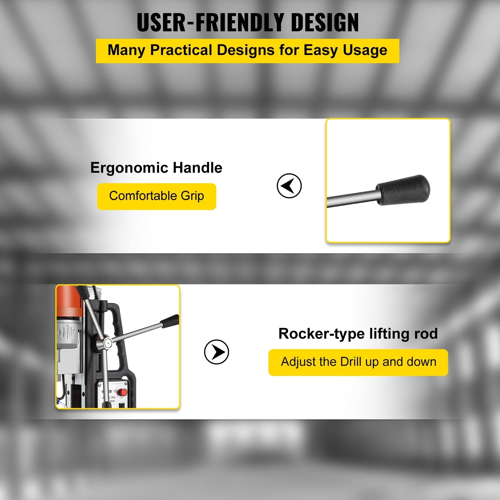 1680W MD50 Magnetic Drill 850 RPM Spindle Speed Electric Magnetic Drilling System with 2 Inch Boring Diameter and 2900 LBS Magnet Force 