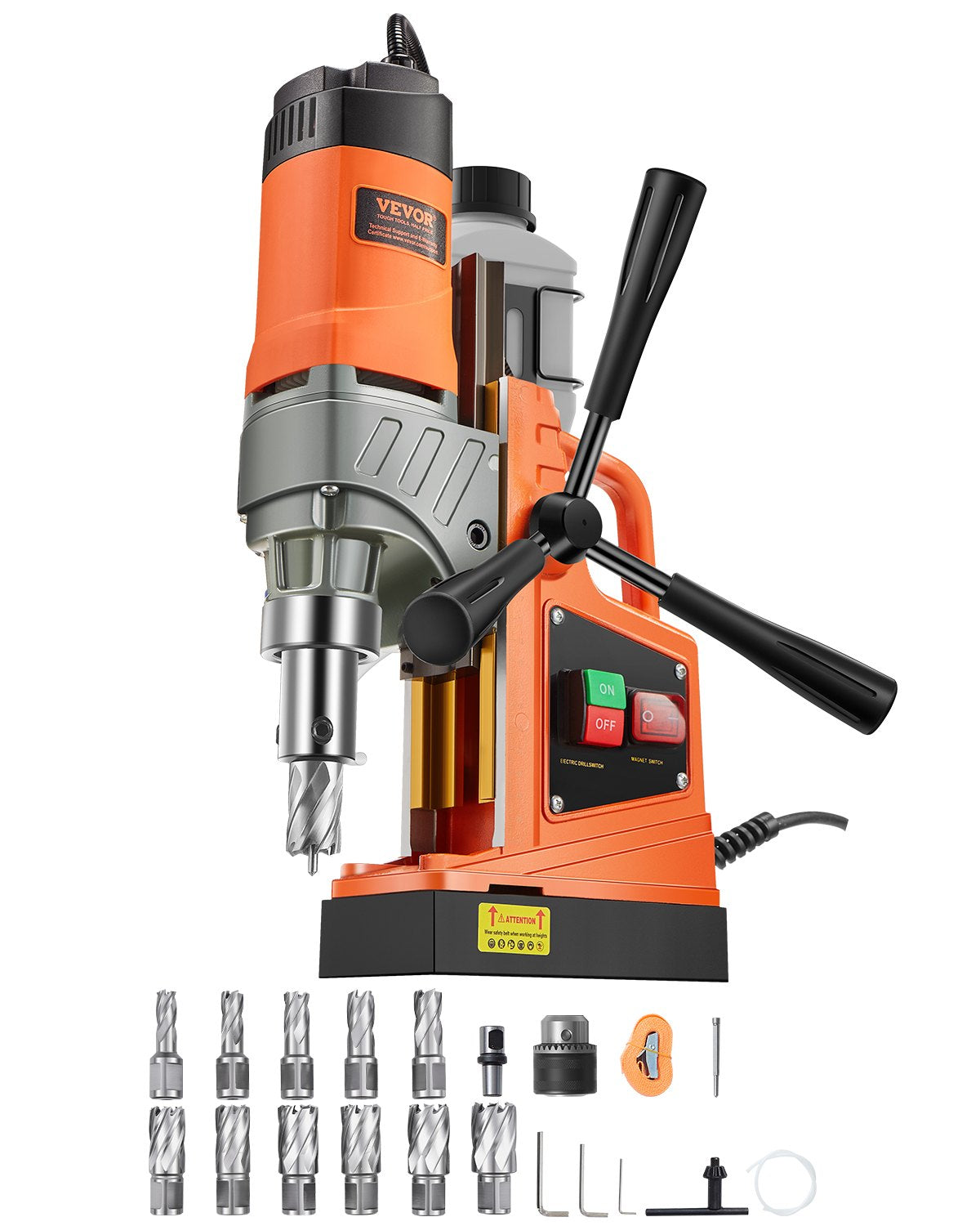 VEVOR Magnetic Drill, 1450W 1.57" Boring Diameter, 12500N 850 RPM Portable Electric Mag Drill Press, Drilling Machine for any Surface Home Improvement Industry Railway 