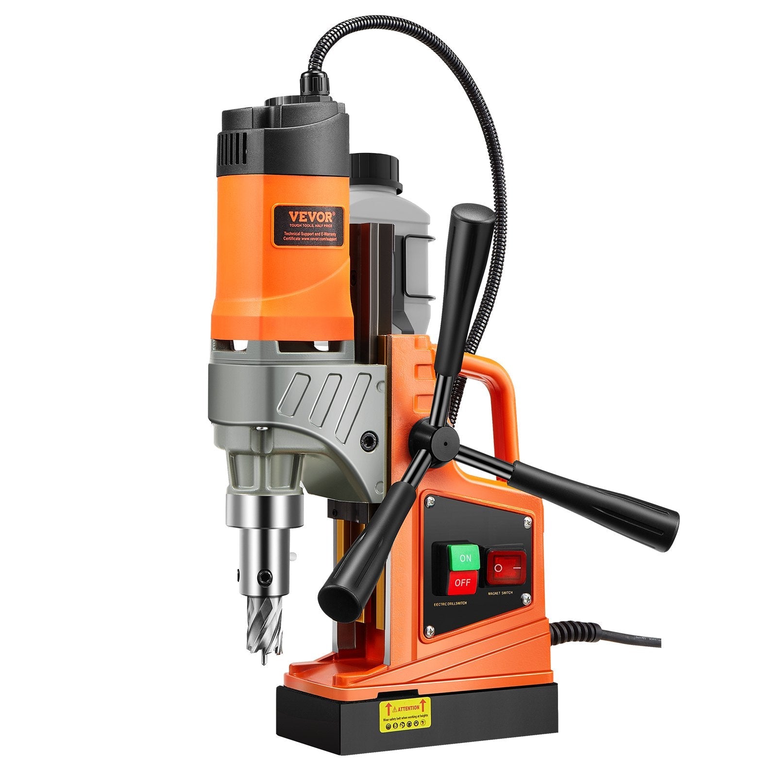 VEVOR Magnetic Drill, 1450W 1.57" Boring Diameter, 12500N 850 RPM Portable Electric Mag Drill Press, Drilling Machine for any Surface Home Improvement Industry Railway 