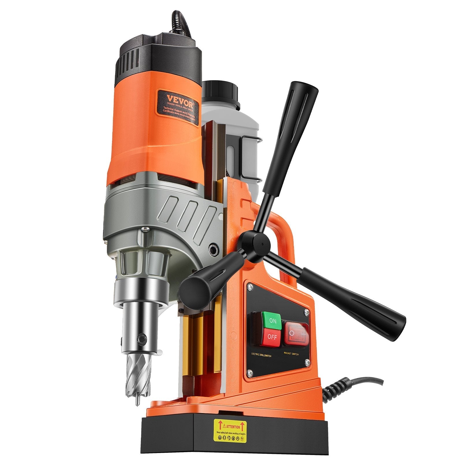 VEVOR Magnetic Drill, 1450W 1.57" Boring Diameter, 12500N 850 RPM Portable Electric Mag Drill Press, Drilling Machine for any Surface Home Improvement Industry Railway 