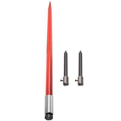 VEVOR Hay Spear 49" Bale Spear 3000 lbs Capacity, Bale Spike Quick Attach Square Hay Bale Spears, Red Coated Bale Forks, Bale Hay Spike with 2 Stabilizer Spears 