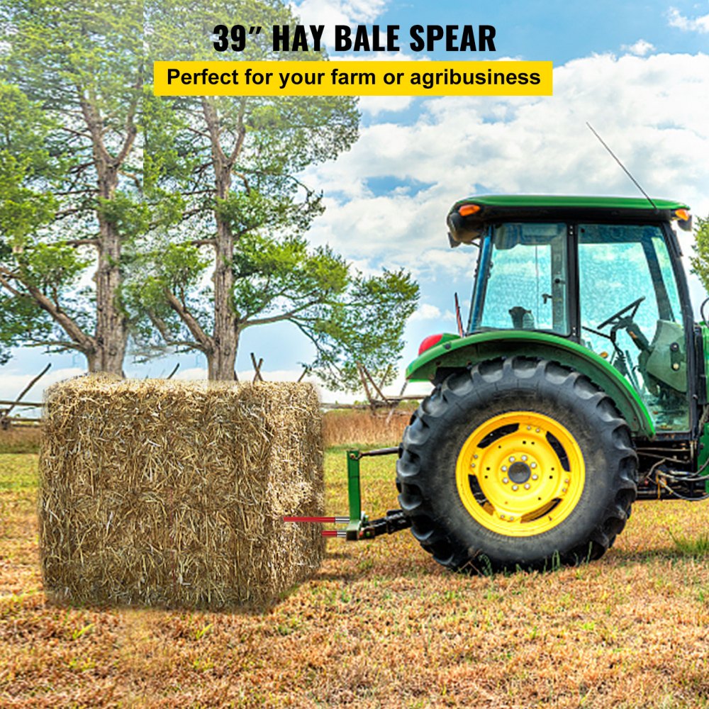 Vevor Hay Spears 2 Square 39" Hay Bale Spear 3000lbs 1 3/4" Wide Bale Fork/spike 