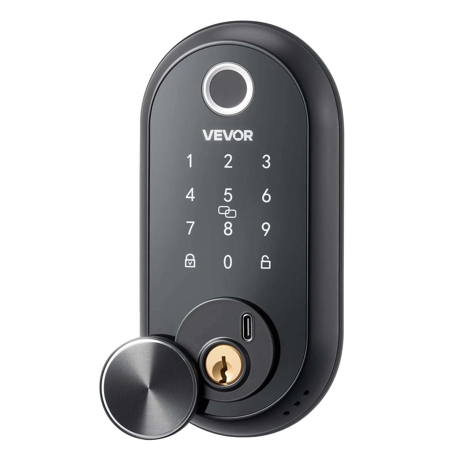 Vevor Fingerprint Door Lock – Biometric Keyless Entry Deadbolt with Touchscreen | Matte Black