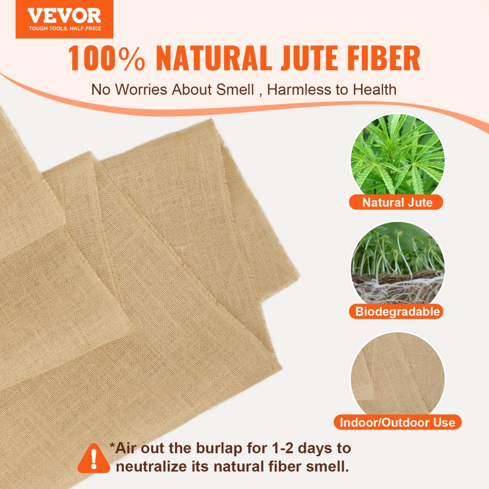 VEVOR Burlap Fabric Roll Burlap Tree Wrap 36 in x 150 ft for Crafts & Plants 