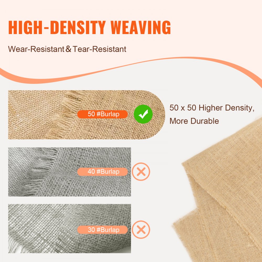 VEVOR Burlap Fabric Roll Burlap Tree Wrap 40 in x 150 ft for Crafts & Plants 