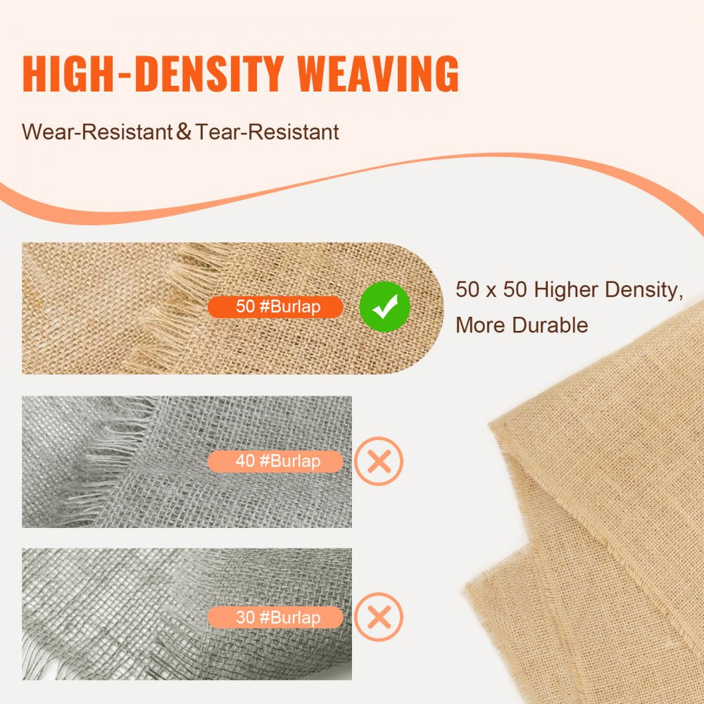 VEVOR Burlap Fabric Roll Burlap Tree Wrap 40 in x 30 ft for Crafts & Plants 