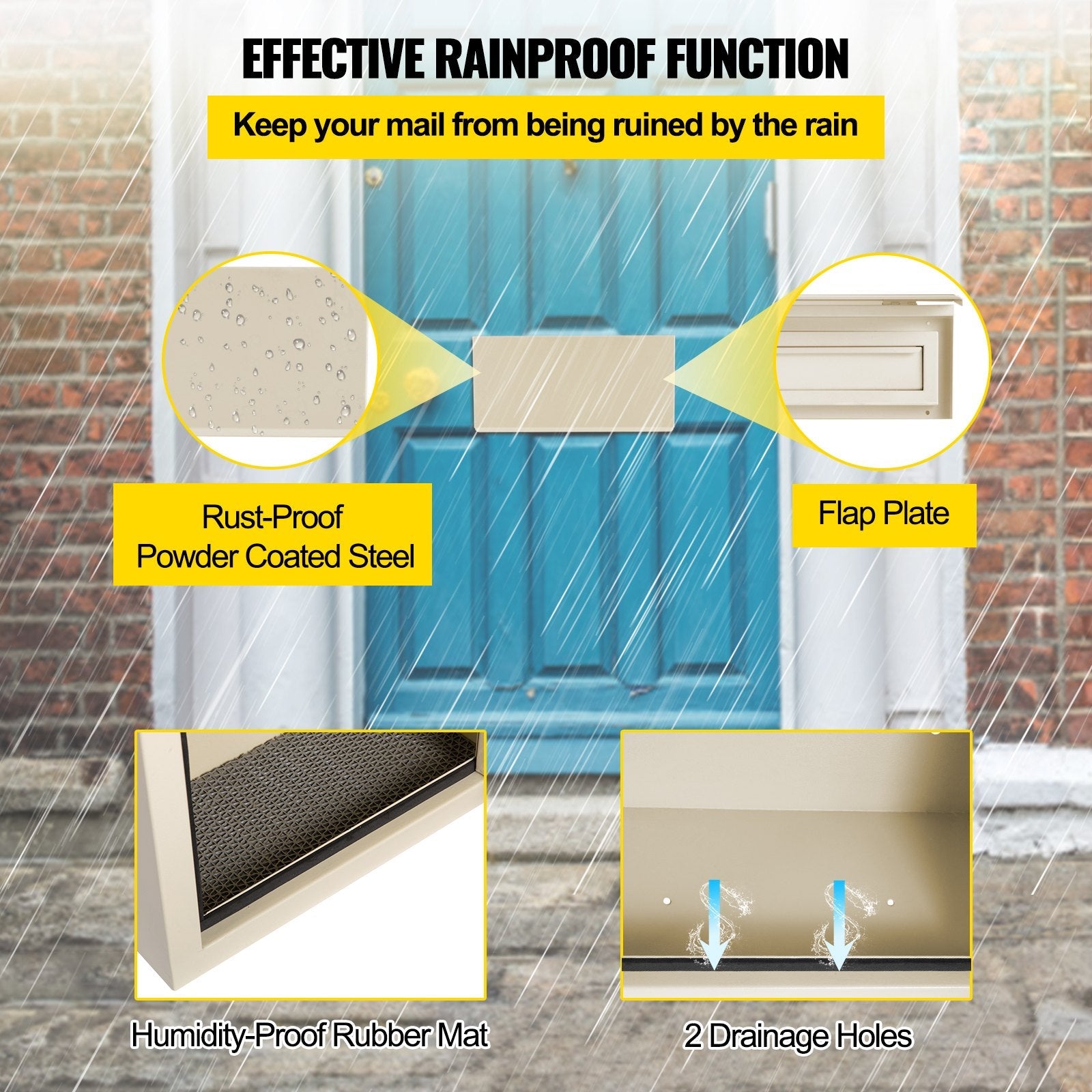 VEVOR Through-The-Door Locking Drop Box Door Drop Box 11.8''x4.3''x14.2'' Beige 