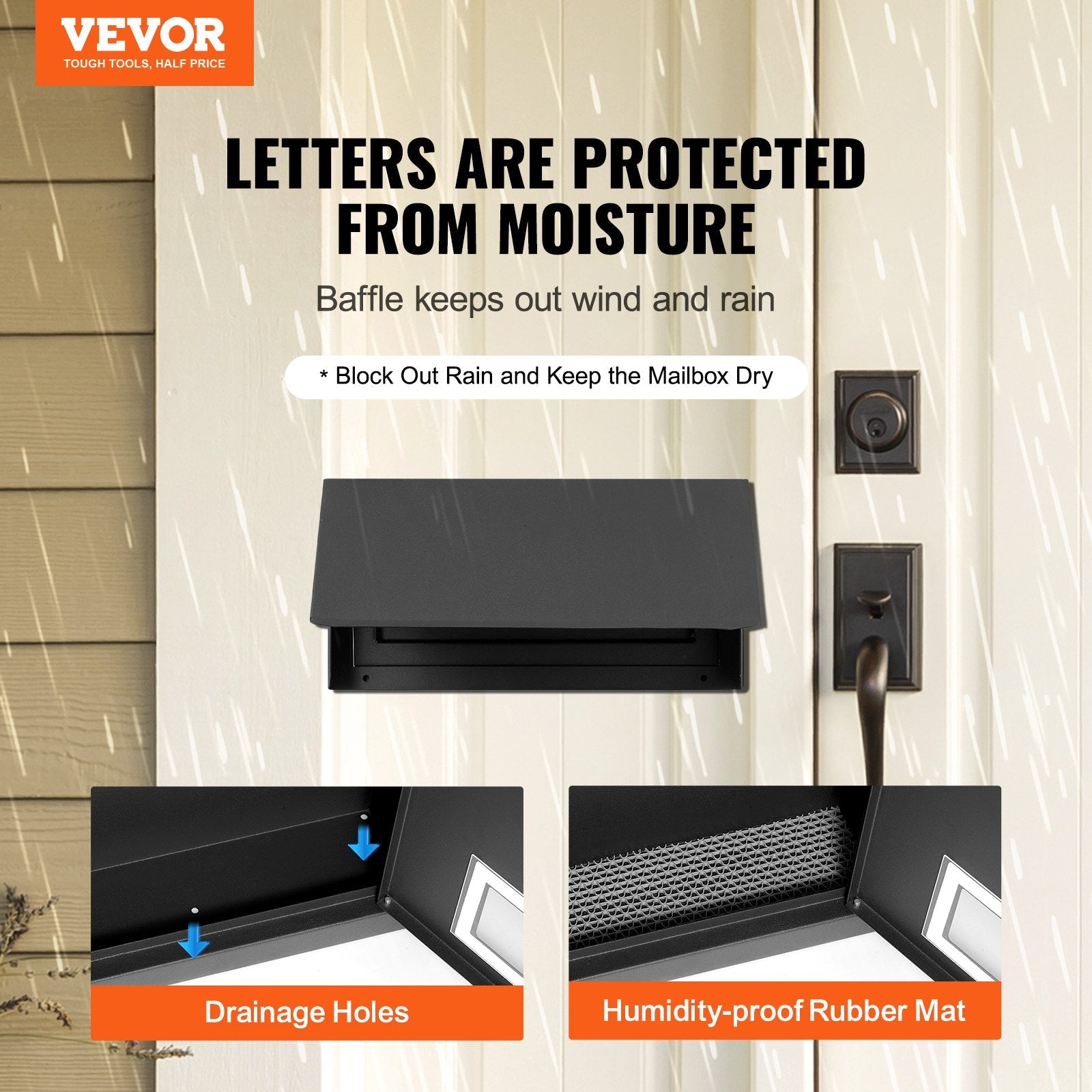 VEVOR Through The Door Key Drop Box, Heavy Duty Steel Through the Door Mailbox with 12" Combination Lock, Mail Drop Box, Black 
