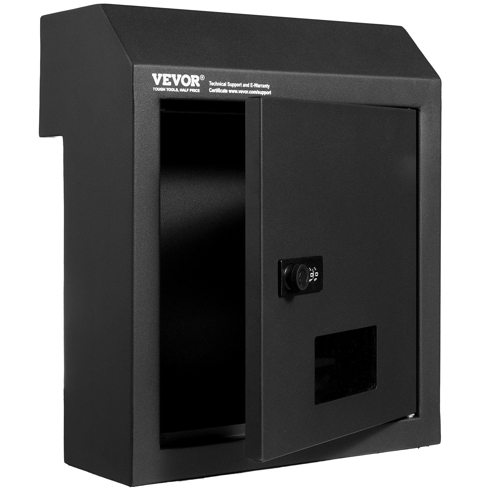 VEVOR Through The Door Key Drop Box, Heavy Duty Steel Through the Door Mailbox with 12" Combination Lock, Mail Drop Box, Black 