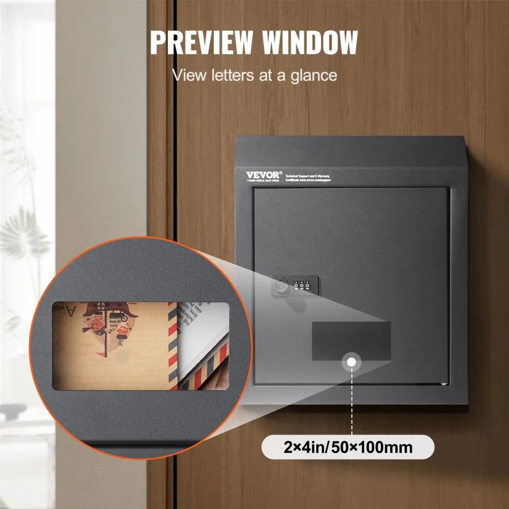VEVOR Through The Door Key Drop Box Mailbox with Combination Lock Dark Gray