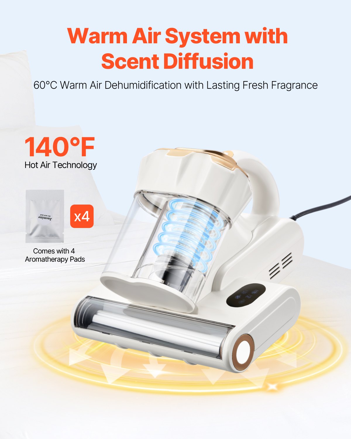 Vevor Mattress Vacuum Cleaner with 18Kpa Powerful Suction HEPA Filter 550W White 