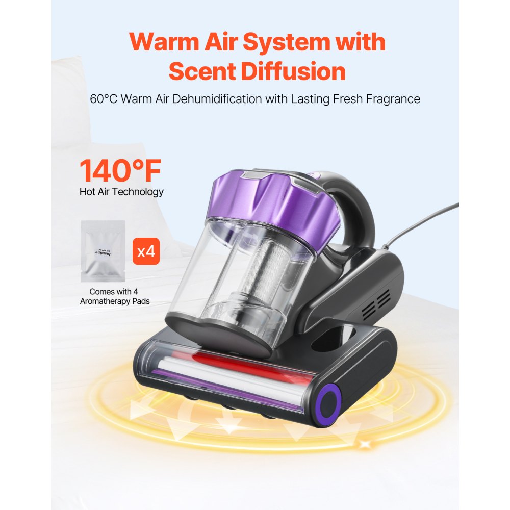 Vevor Mattress Vacuum Cleaner with 18Kpa Powerful Suction HEPA Filter 550W White 