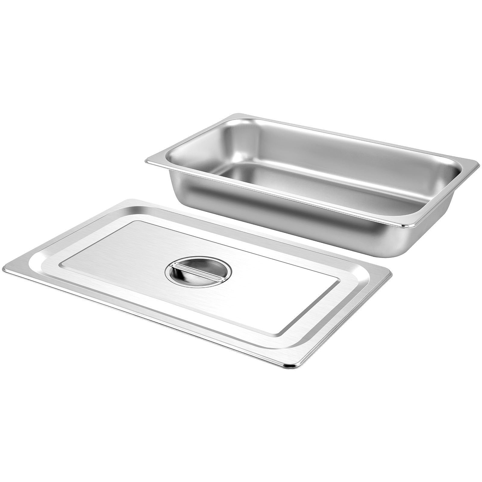 VEVOR 4 Pack Hotel Pan 4" Deep Steam Table Pan Full Size with Lid 20.8" L x 12.8" W Hotel Pan 22 Gauge Stainless Steel Anti Jam Steam Table Pan 