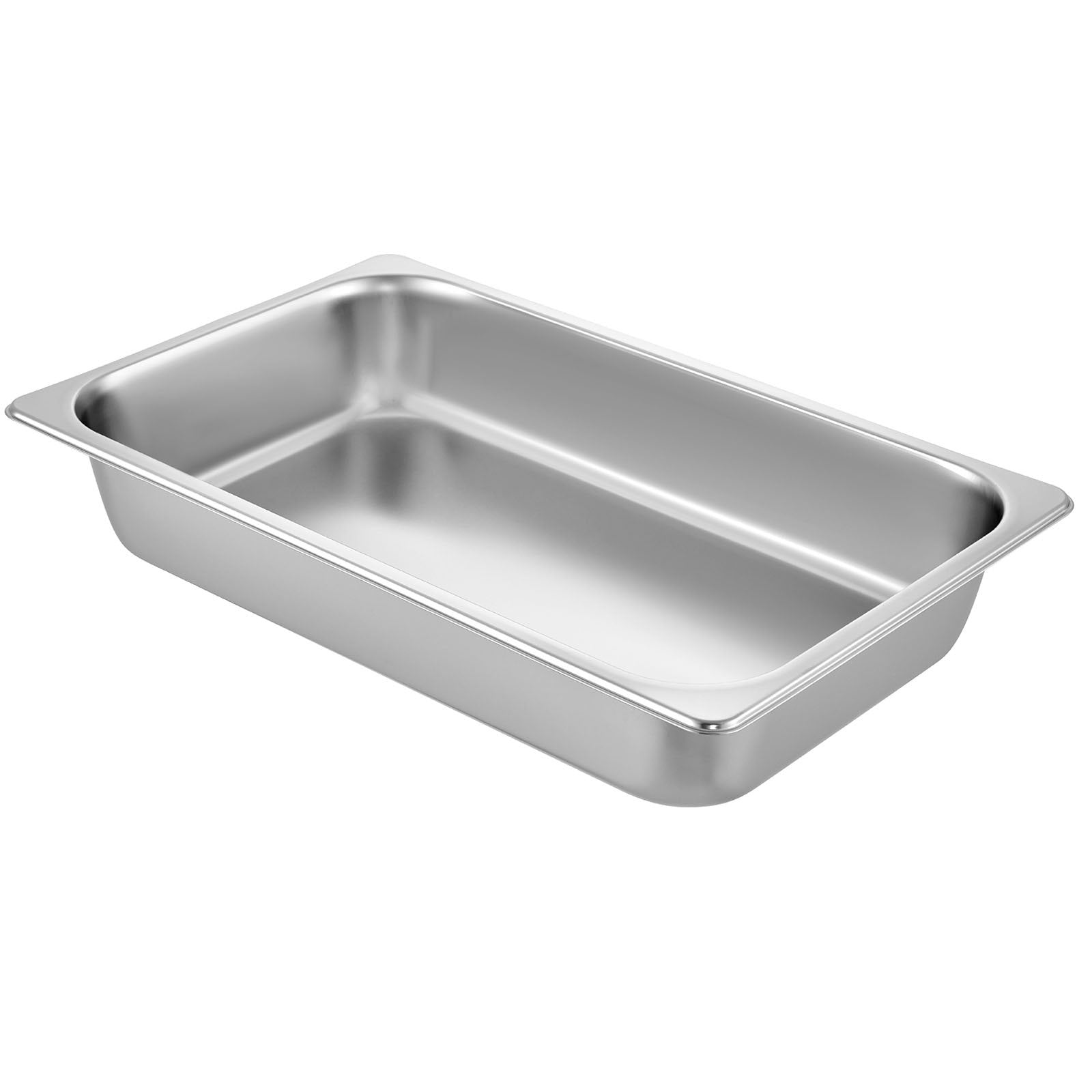 VEVOR 6 Pack Steam Table Pans 20.9 x 12.8 x 3.9 Inch Deep Steam Table Pan Full Size 13L Deep Food Container Stainless Steel Oven Tray Hotel Pans Anti-Jam Steam Table Food Pan 