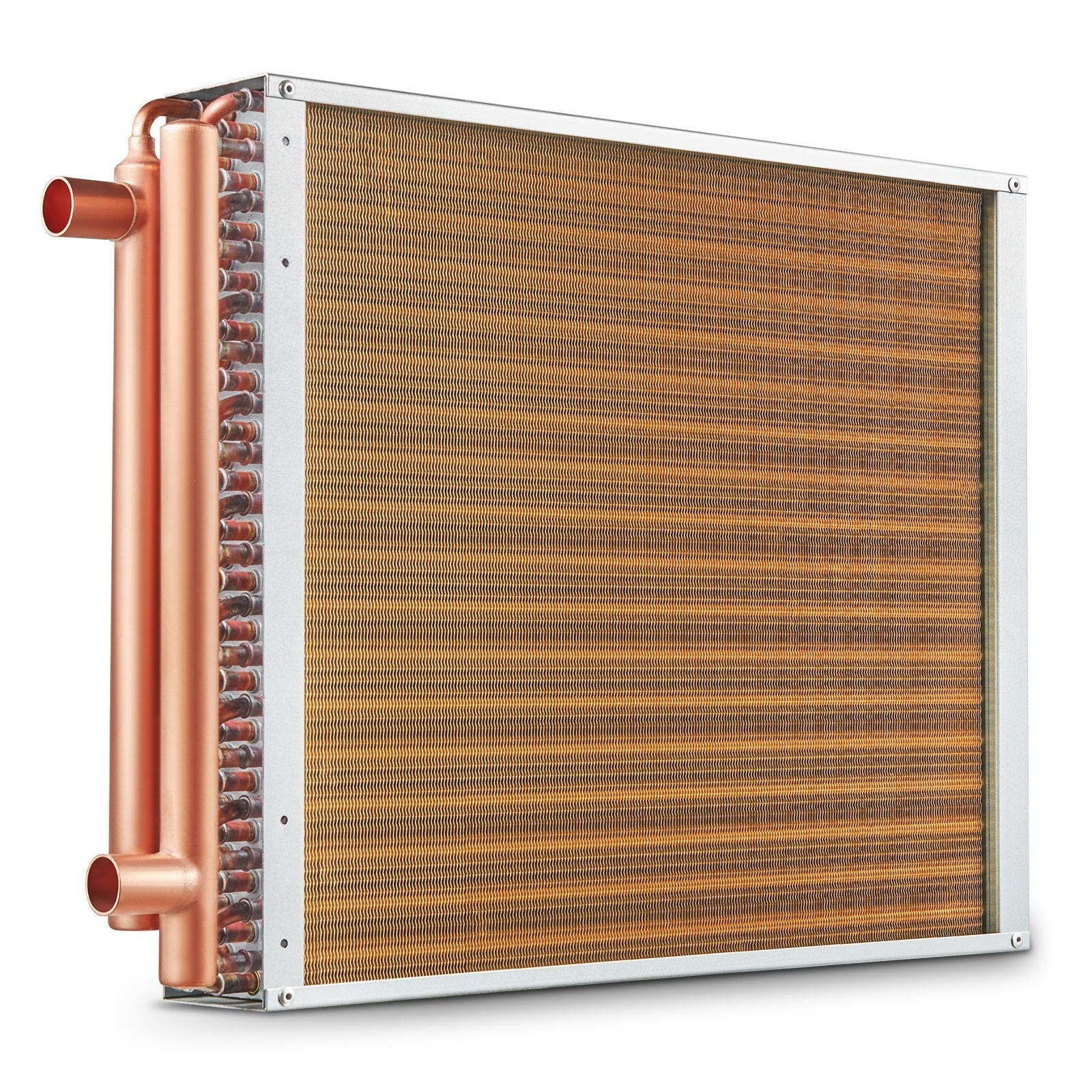 VEVOR Heat Exchanger Water to Air, 18"x 20" with 3-Row 3/8" Copper Ports, 242 Aluminum Fins Heat Exchanger for Outdoor Wood Furnaces, Residential Heating and Cooling, and Forced Air Heating 