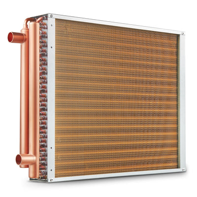 VEVOR Heat Exchanger Water to Air, 18"x 20" with 3-Row 3/8" Copper Ports, 242 Aluminum Fins Heat Exchanger for Outdoor Wood Furnaces, Residential Heating and Cooling, and Forced Air Heating 
