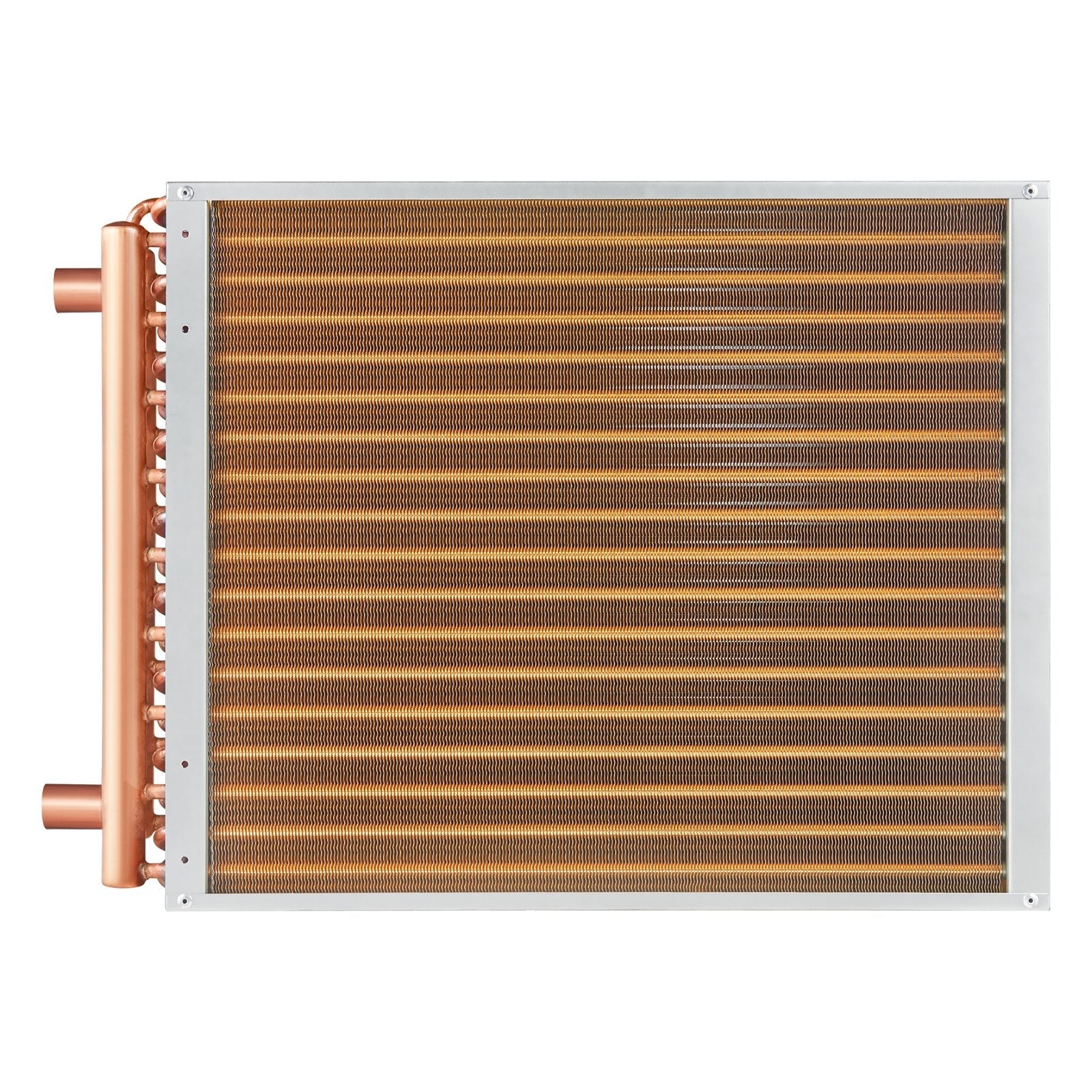 VEVOR Heat Exchanger Water to Air, 18"x 20" with 3-Row 3/8" Copper Ports, 242 Aluminum Fins Heat Exchanger for Outdoor Wood Furnaces, Residential Heating and Cooling, and Forced Air Heating 