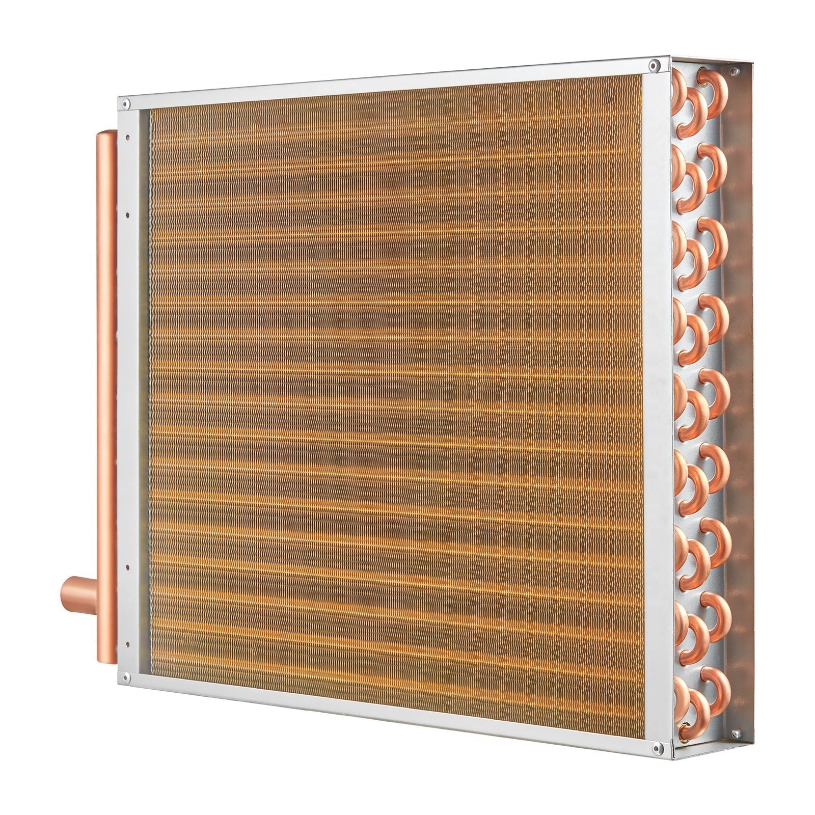 VEVOR Heat Exchanger Water to Air, 18"x 20" with 3-Row 3/8" Copper Ports, 242 Aluminum Fins Heat Exchanger for Outdoor Wood Furnaces, Residential Heating and Cooling, and Forced Air Heating 