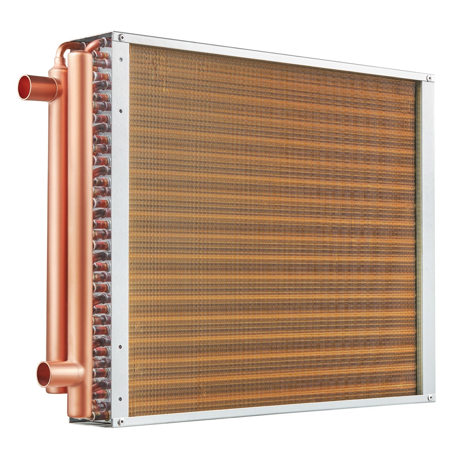 VEVOR Heat Exchanger Water to Air, 18"x 20" with 3-Row 3/8" Copper Ports, 242 Aluminum Fins Heat Exchanger for Outdoor Wood Furnaces, Residential Heating and Cooling, and Forced Air Heating 
