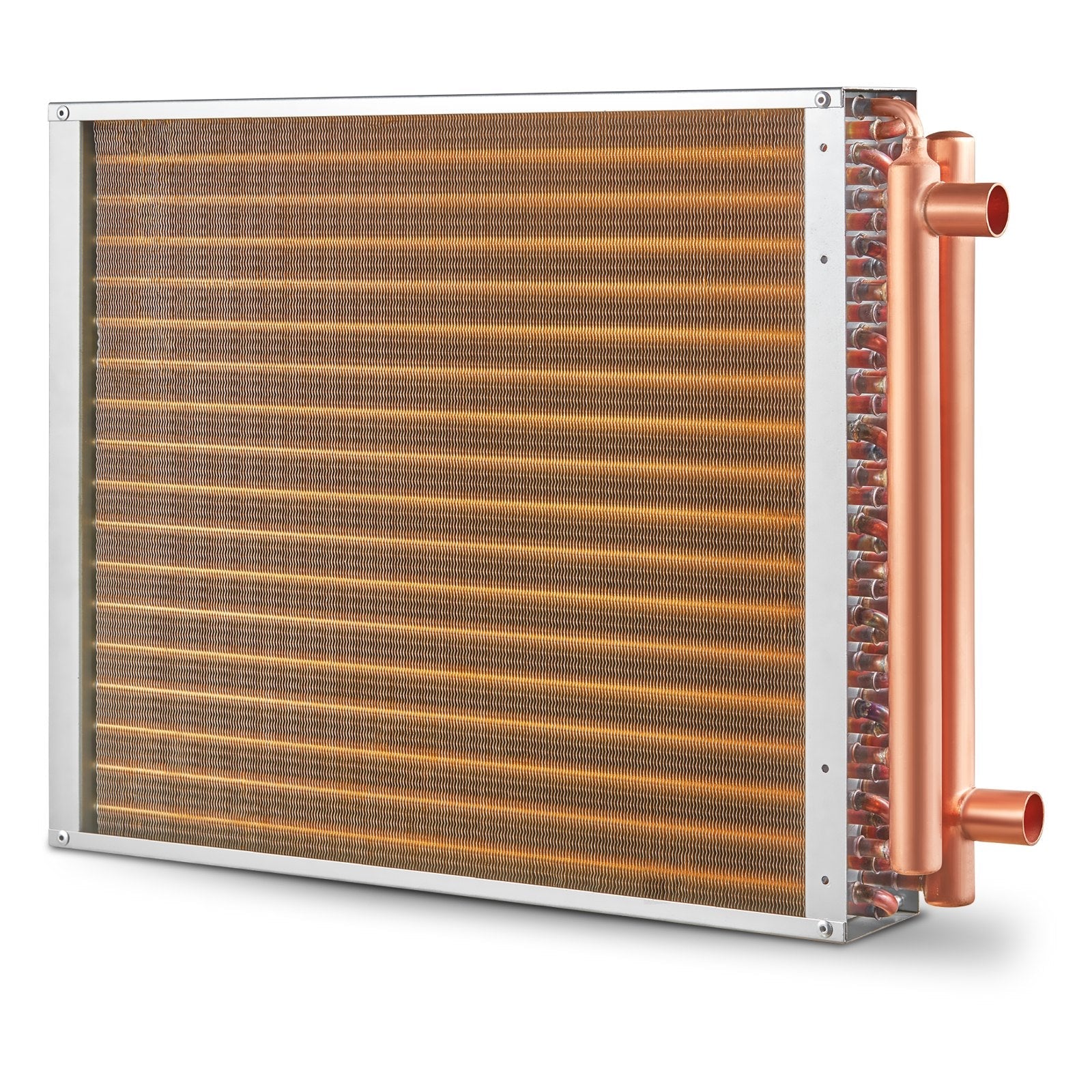 VEVOR Heat Exchanger Water to Air, 18"x 20" with 3-Row 3/8" Copper Ports, 242 Aluminum Fins Heat Exchanger for Outdoor Wood Furnaces, Residential Heating and Cooling, and Forced Air Heating 