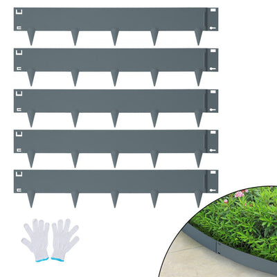 VEVOR Steel Landscape Edging, 5-pack Steel Garden Edging Borders, 39" L x 3" H Strips, Hammer-in Edging Border, Bendable Metal Landscape Edging for Yard, Garden, Lawn, 3.15" Spike Height, Dark Gray 