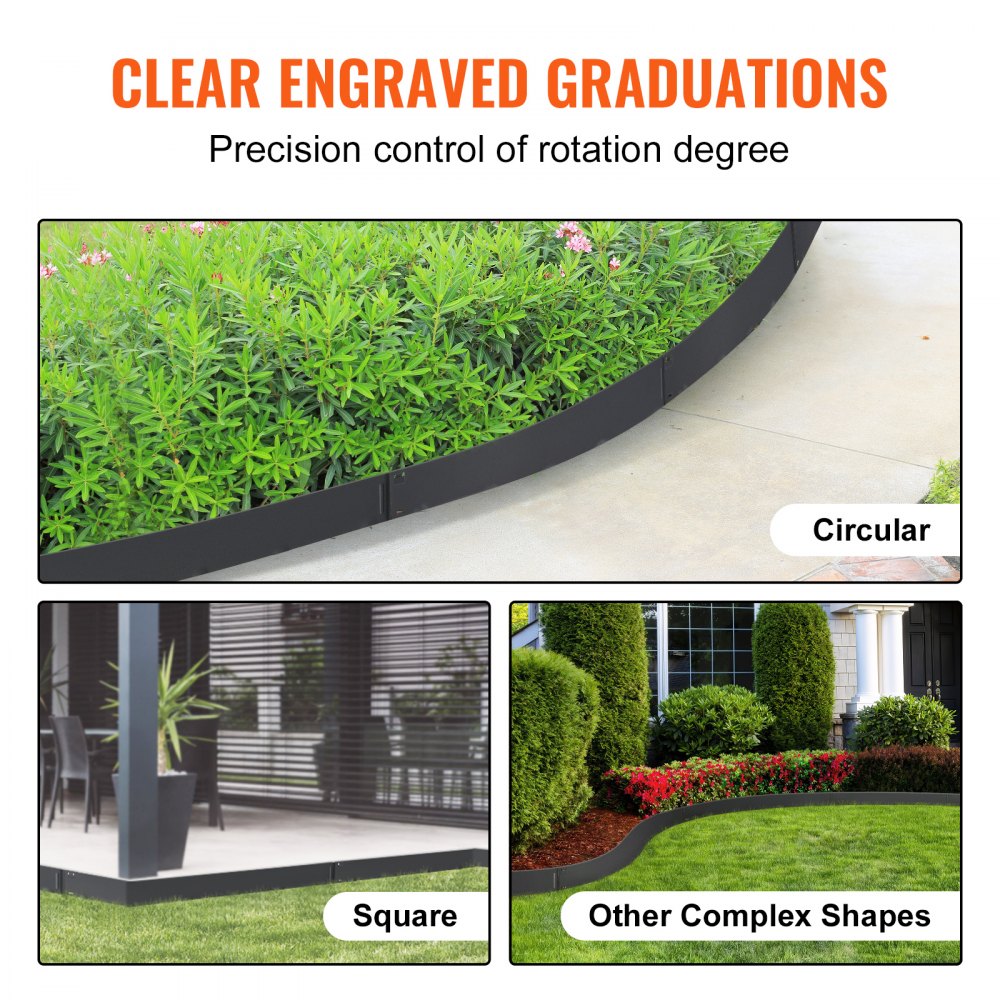 VEVOR Steel Landscape Edging, 5-pack Steel Garden Edging Borders, 39" L x 3" H Strips, Hammer-in Edging Border, Bendable Metal Landscape Edging for Yard, Garden, Lawn, 3.15" Spike Height, Black 