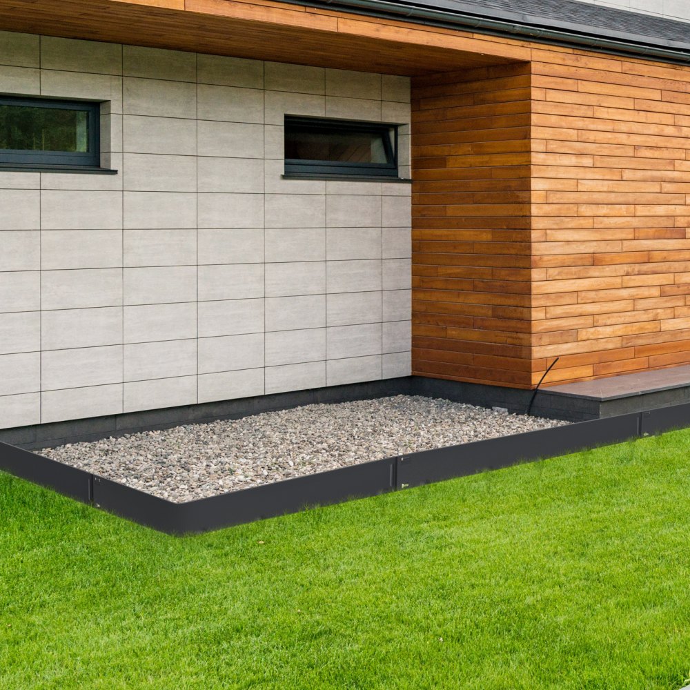 VEVOR Steel Landscape Edging, 5-pack Steel Garden Edging Borders, 39" L x 4" H Strips, Hammer-in Edging Border, Bendable Metal Landscape Edging for Yard, Garden, Lawn, 3.15" Spike Height, Black 