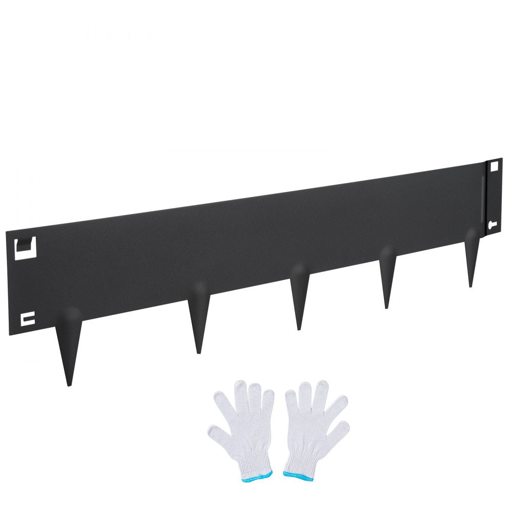 VEVOR Steel Landscape Edging, 5-pack Steel Garden Edging Borders, 39" L x 4" H Strips, Hammer-in Edging Border, Bendable Metal Landscape Edging for Yard, Garden, Lawn, 3.15" Spike Height, Black 