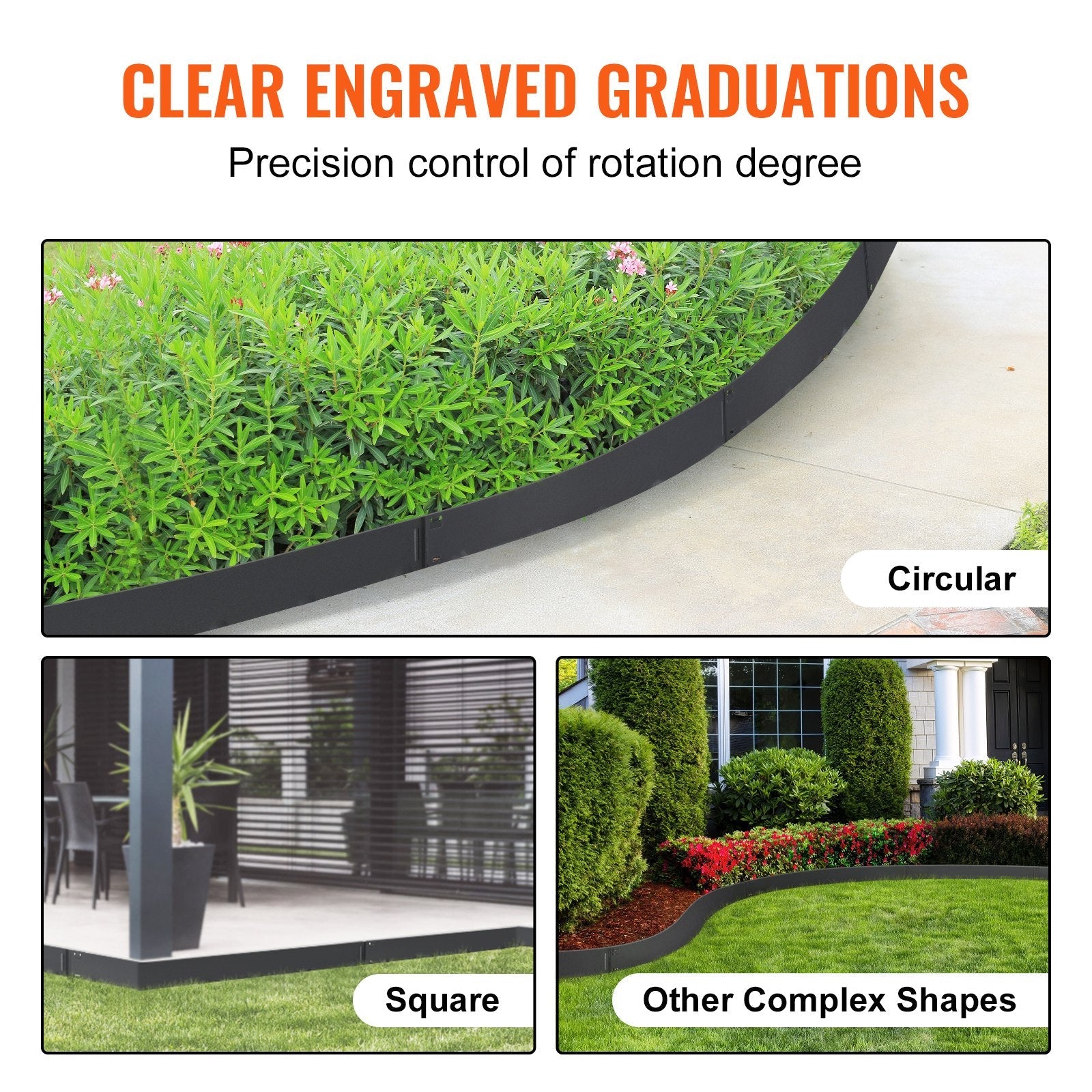 VEVOR Steel Landscape Edging, 5-pack Steel Garden Edging Borders, 39" L x 5" H Strips, Hammer-in Edging Border, Bendable Metal Landscape Edging for Yard, Garden, Lawn, 3.15" Spike Height, Black 
