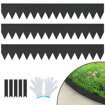 VEVOR Steel Landscape Edging, 3-pack Steel Garden Edging Borders, 40" L x 6" H Strips, Hammer-in Edging Border with 5 Clips, Bendable Metal Landscape Edging for Yard, Garden, Lawn 