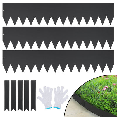 VEVOR Steel Landscape Edging, 3-pack Steel Garden Edging Borders, 40" L x 8" H Strips, Hammer-in Edging Border with 5 Clips, Bendable Metal Landscape Edging for Yard, Garden, Lawn 