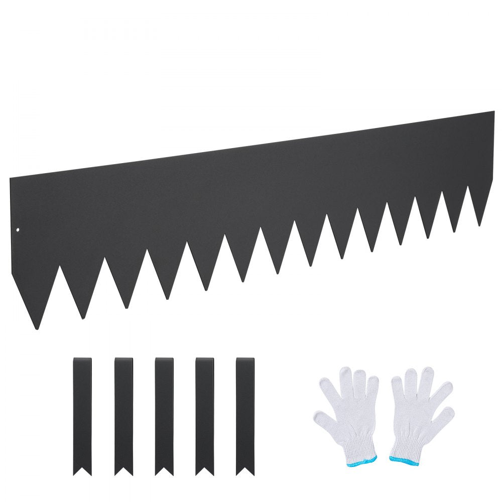 VEVOR Steel Landscape Edging, 3-pack Steel Garden Edging Borders, 40" L x 8" H Strips, Hammer-in Edging Border with 5 Clips, Bendable Metal Landscape Edging for Yard, Garden, Lawn 